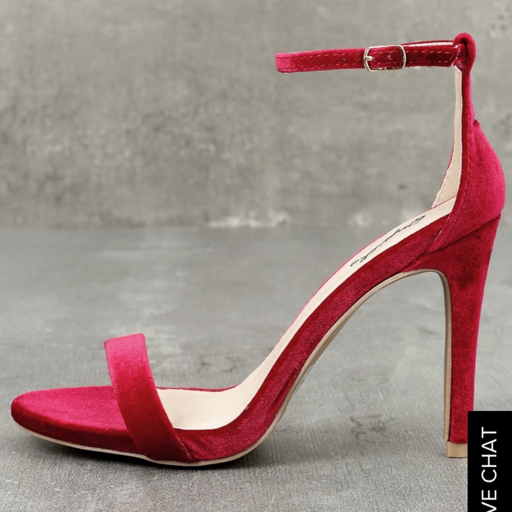 Lulu’s red velvet heels, never worn, size 9
